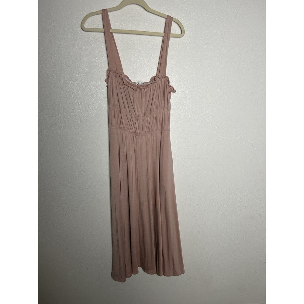 GUC Reformation Miranda Pink Blush Ruffle Midi Dress Sleeveless Size Large